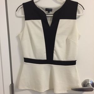 The Limited Black/White Peplum Tank